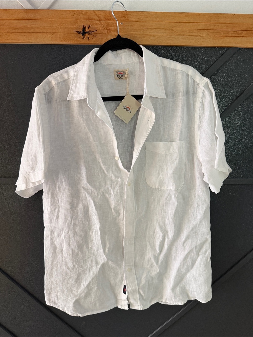 White Linen Short-Sleeve Laguna Shirt - Classic Casual